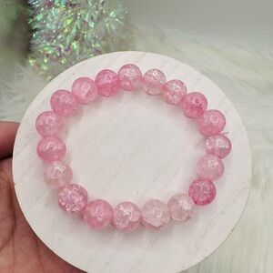 Celina Glass Beaded Bracelet in Cotton Candy Pink